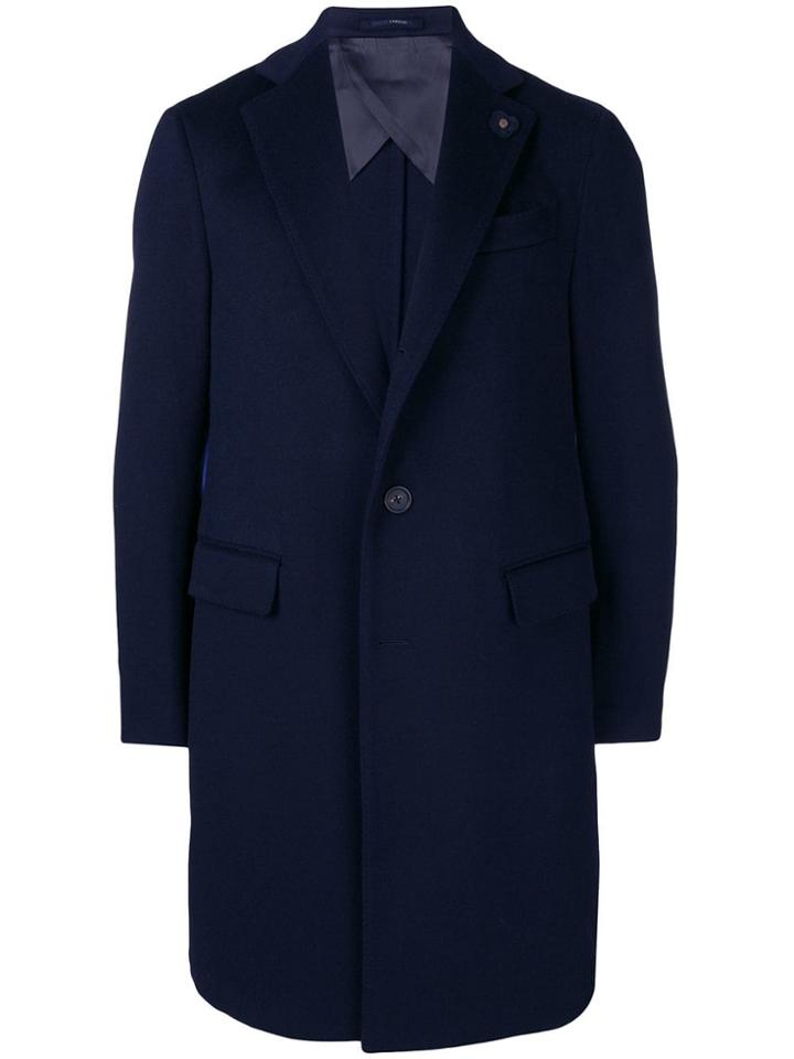 Lardini Single-breasted Fitted Coat - Blue
