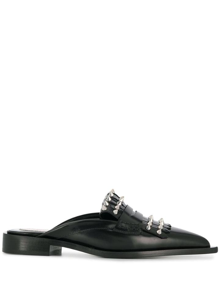 Alexander Mcqueen Kiltie Studded Mules - Black