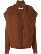 Jil Sander - Ribbed Open Cardigan - Women - Cashmere/wool - S, Brown, Cashmere/wool