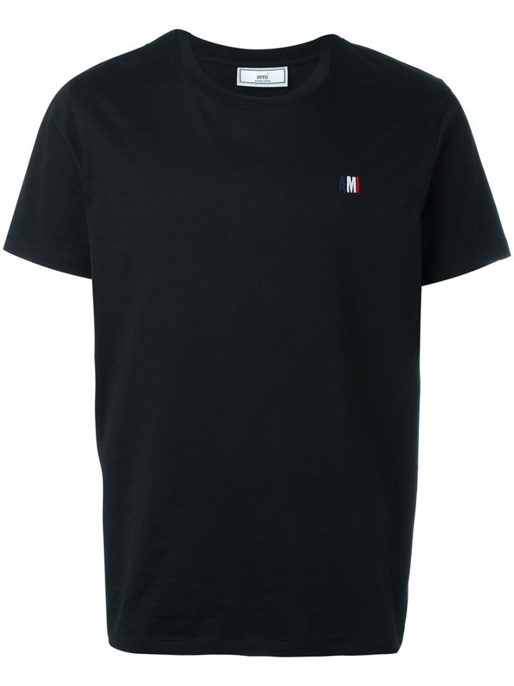 Ami Alexandre Mattiussi - Crewneck T-shirt Small Ami Embroidery - Men - Cotton - L, Black, Cotton