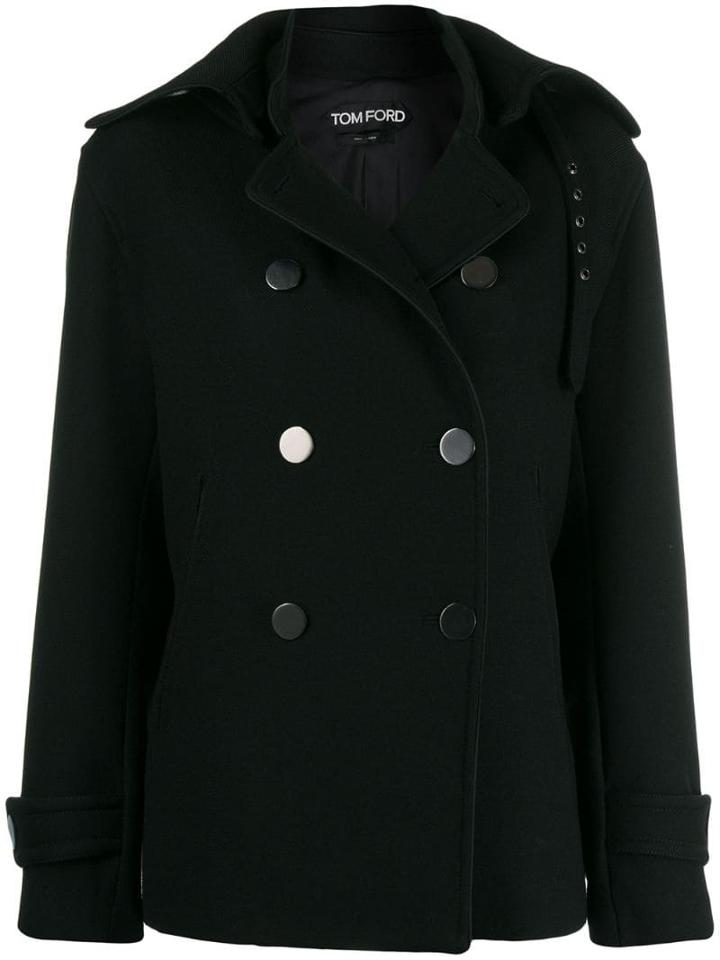 Tom Ford Buckled Collar Peacoat - Black