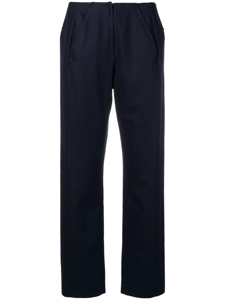 Mm6 Maison Margiela Cropped Tailored Trousers - Blue