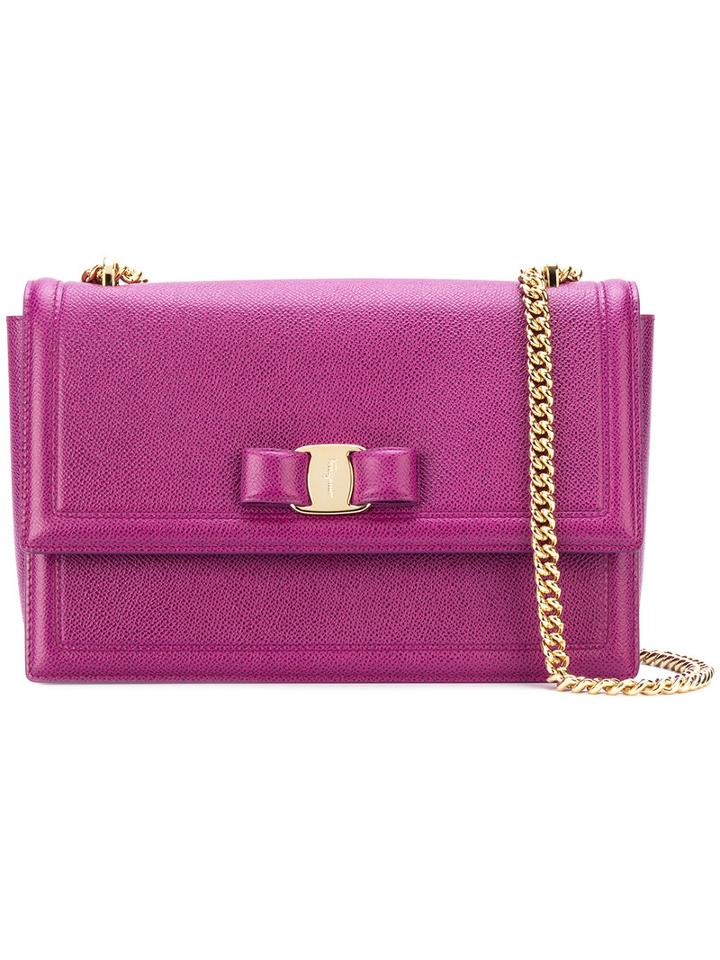 Salvatore Ferragamo - Vara Flap Bag - Women - Calf Leather/metal - One Size, Pink/purple, Calf Leather/metal