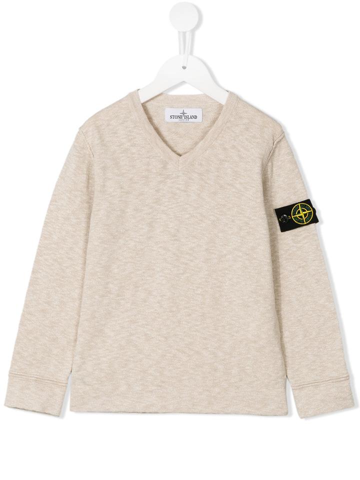 Stone Island Kids V-neck Jumper, Boy's, Size: 10 Yrs, Nude/neutrals