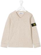 Stone Island Kids V-neck Jumper, Boy's, Size: 10 Yrs, Nude/neutrals