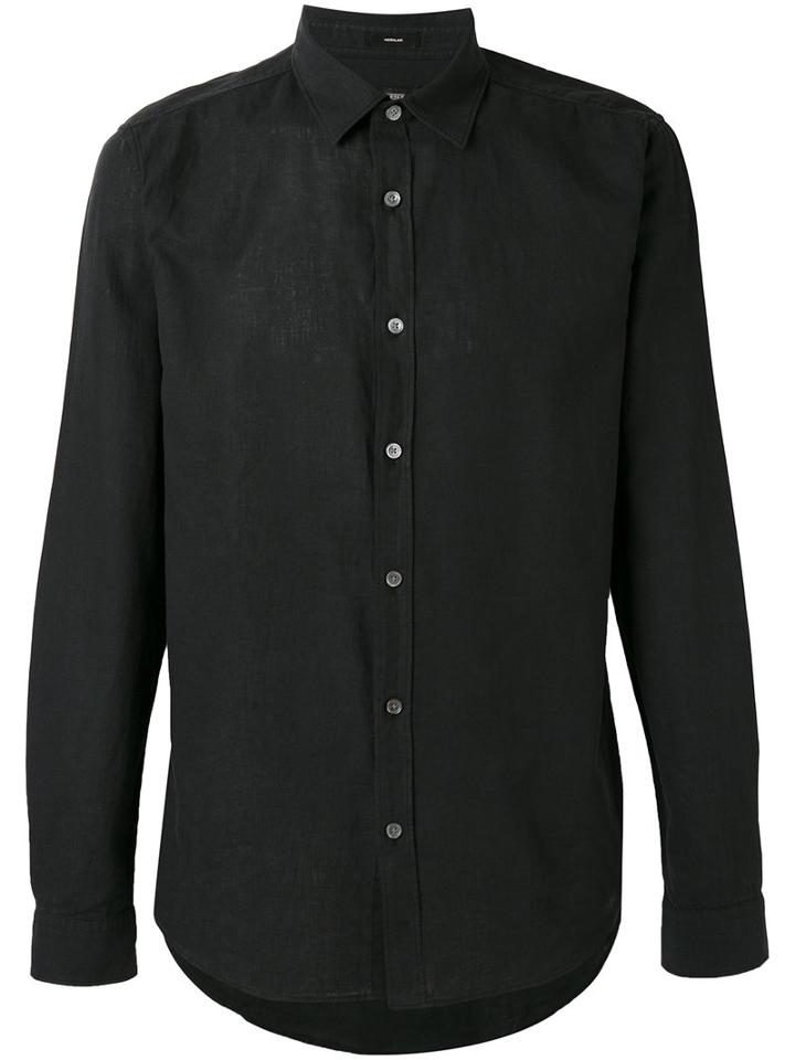 Closed Plain Shirt, Men's, Size: Medium, Black, Linen/flax/cotton
