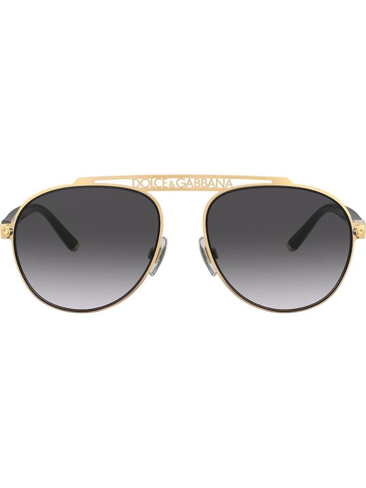 Dolce & Gabbana Eyewear Engraved Logo Aviator Sunglasses - Gold
