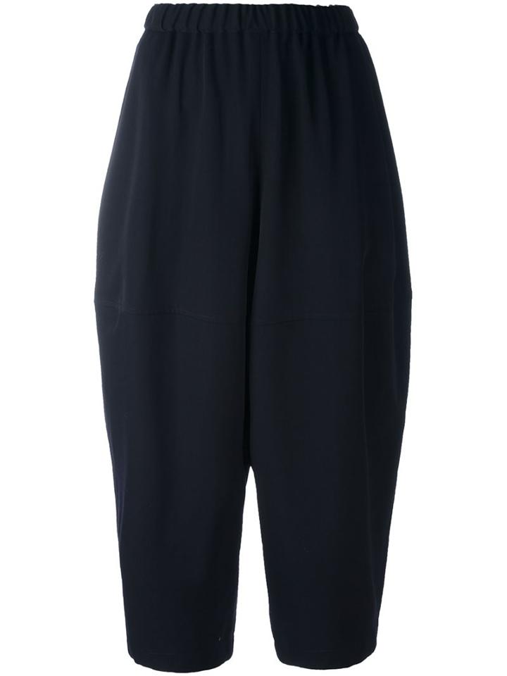 Comme Des Garçons Wide Leg Cropped Trousers, Women's, Size: Small, Blue, Wool