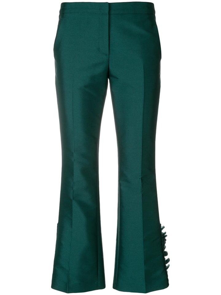 No21 Ruffle Detail Cropped Trousers - Green