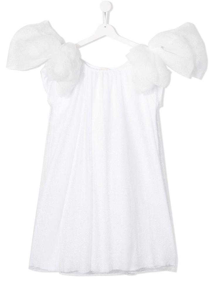 Douuod Kids Glitter Bow Dress - White