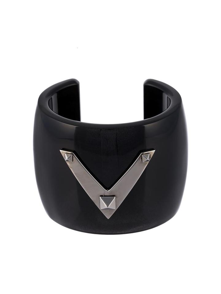 Valentino Garavani Rockstud Cuff, Women's, Size: M, Black, Plexiglass