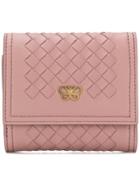 Bottega Veneta Woven Butterfly Wallet - Pink