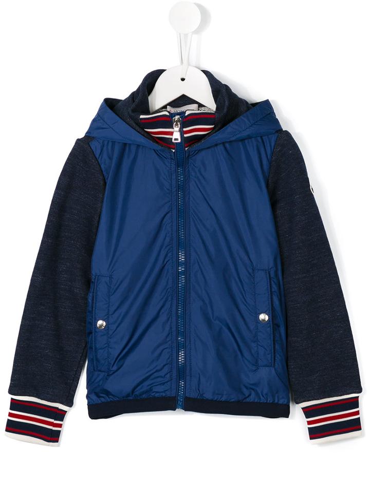 Moncler Kids Tonal Bi-texture Hooded Jacket, Boy's, Size: 6 Yrs, Blue