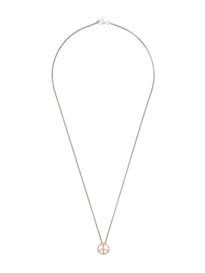Rosa Maria Peace & Love Sign Pendant Necklace, Metallic