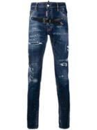 Dsquared2 Belt Ripped Jeans - Blue