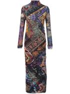 Fuzzi Long Fitted Dress - Black