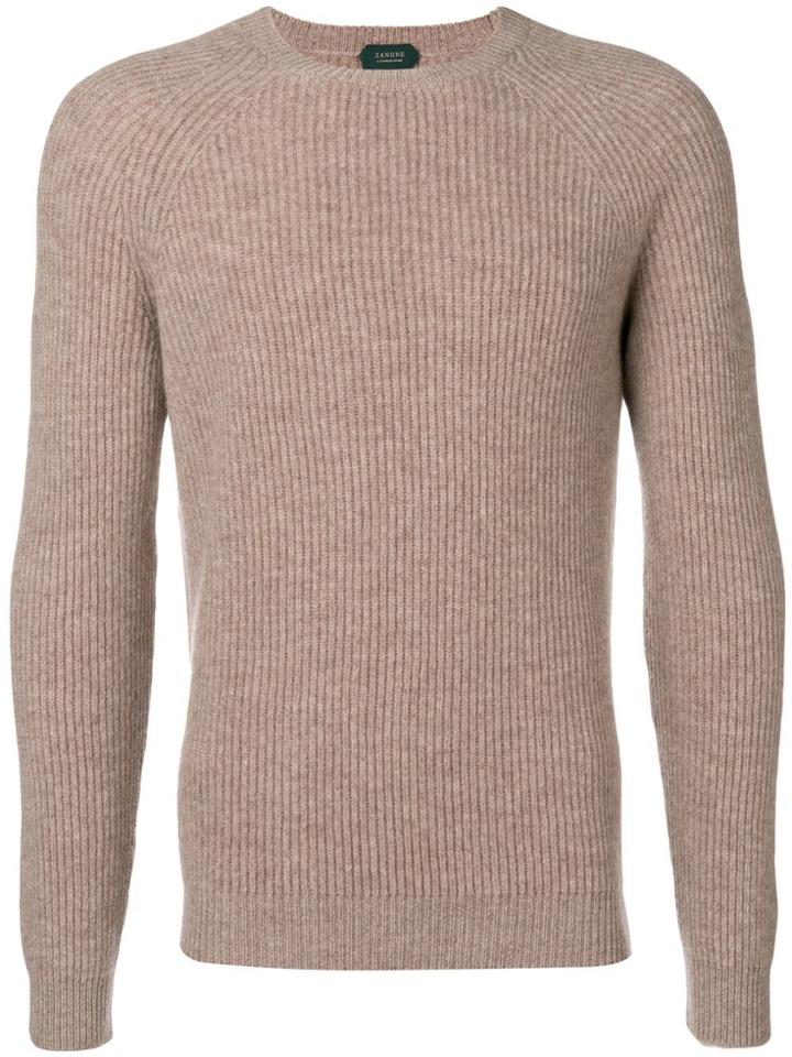 Zanone Round Neck Jumper - Nude & Neutrals