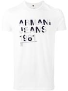 Armani Jeans Logo Print T-shirt, Men's, Size: Medium, White, Cotton/spandex/elastane