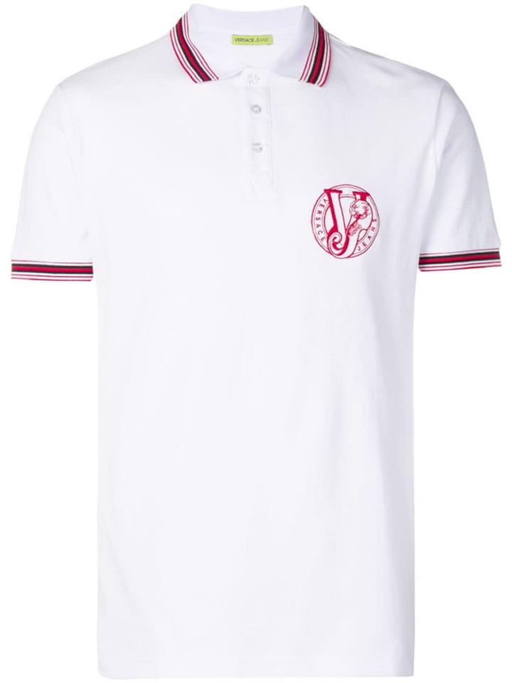 Versace Jeans Contrast Trim Polo Shirt - White