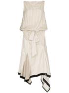 Jw Anderson Neutral Silk Lambskin Trim Asymmetrical Dress - Neutrals