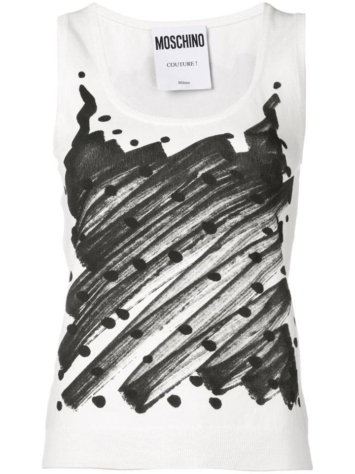 Moschino Brush Stroke Polka Dot Vest - White