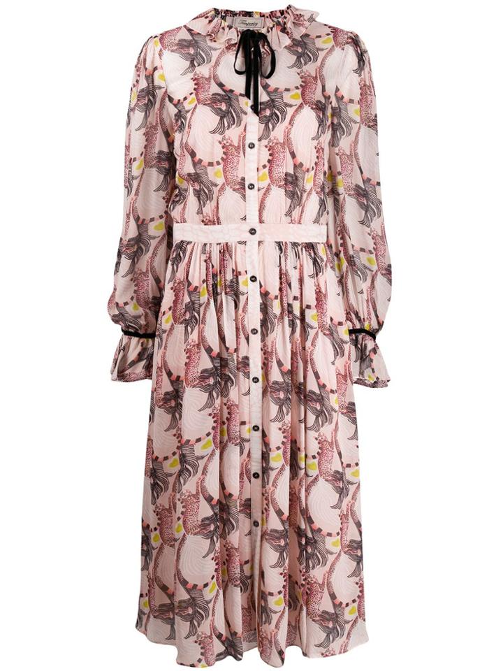 Temperley London Maggie Feather-print Shirt Dress - Pink