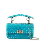 Valentino Blue Quilted Velvet Rockstud Bag