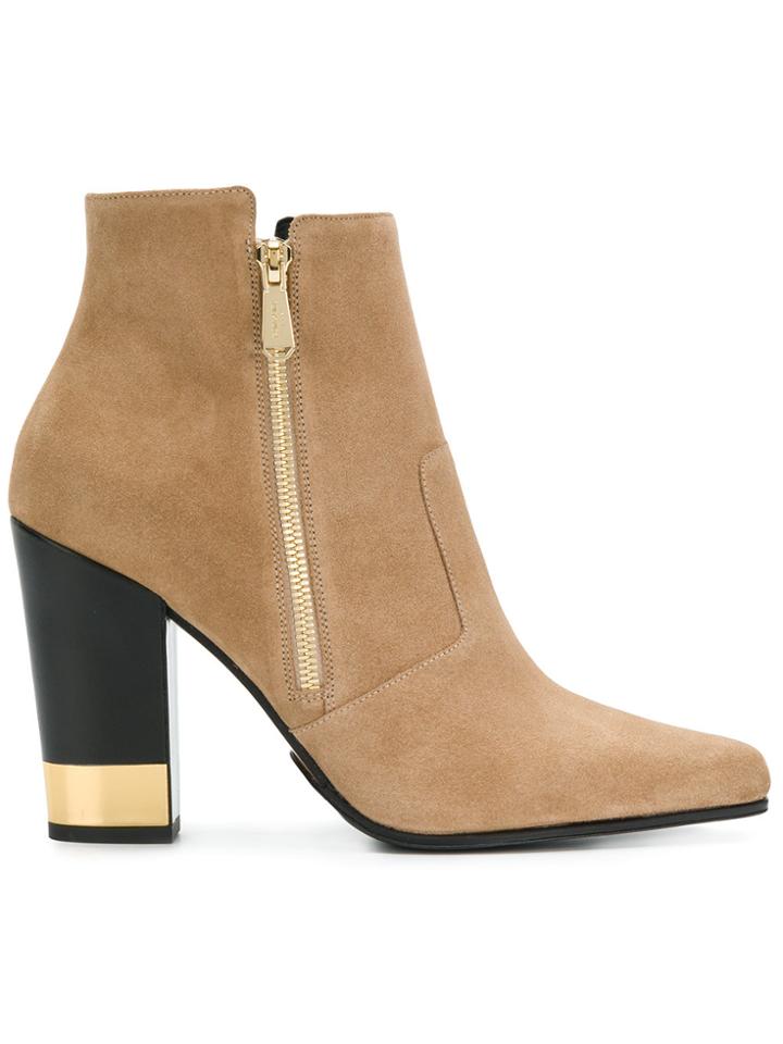 Balmain Metallic Heel Boots - Nude & Neutrals