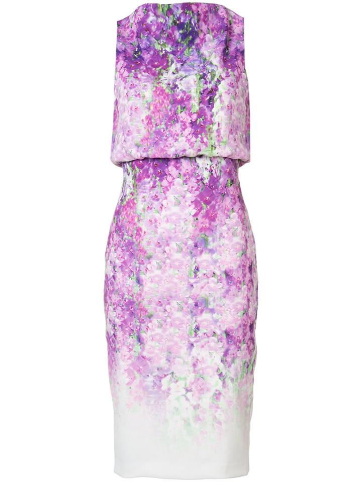 Badgley Mischka Orchid Print Sleeveless Dress, Women's, Size: 4, Pink/purple, Polyester/spandex/elastane