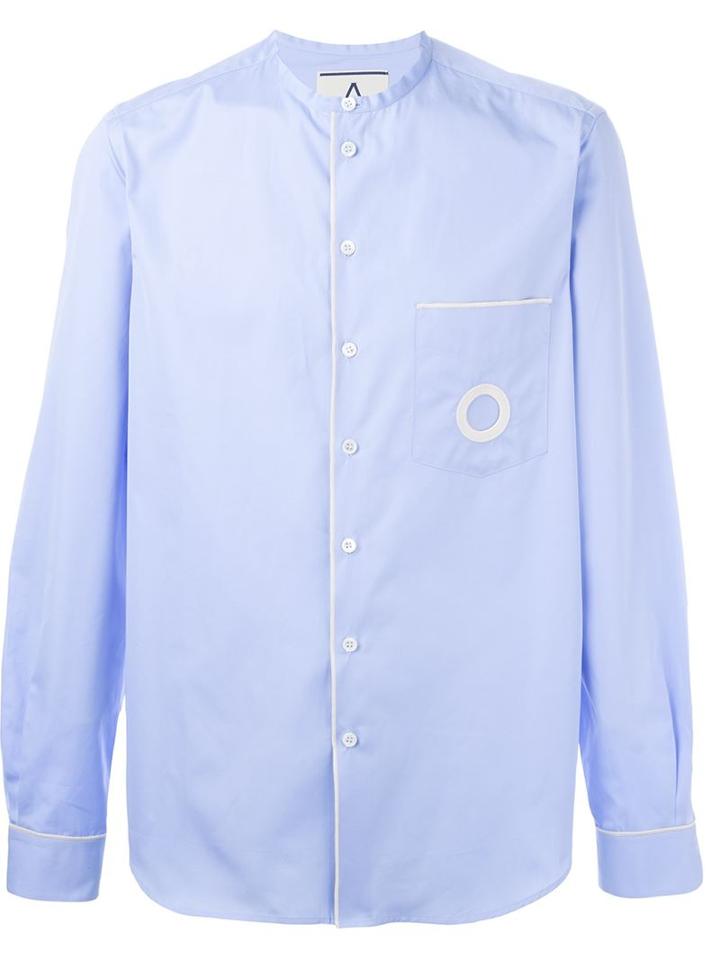 Andrea Pompilio Pocket Detail Grandpa Collar Button Down Shirt