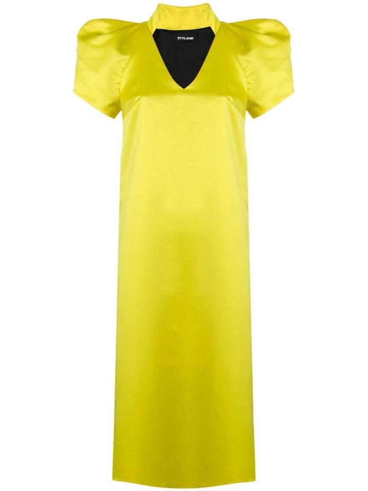 Styland Puff Sleeve Dress - Yellow