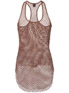 Mesh Tank Top - Women - Cotton - 3, Brown, Cotton, Alexandre Vauthier
