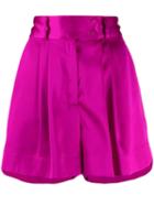 Styland Pleated Wide-leg Shorts - Purple