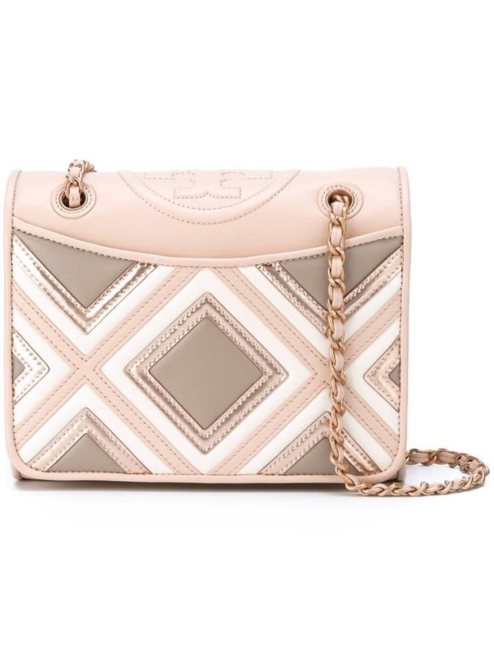 Tory Burch Embossed Geometric Pattern Bag, Women's, Pink/purple