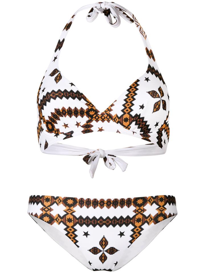 Fisico Geometric Print Bikini - White