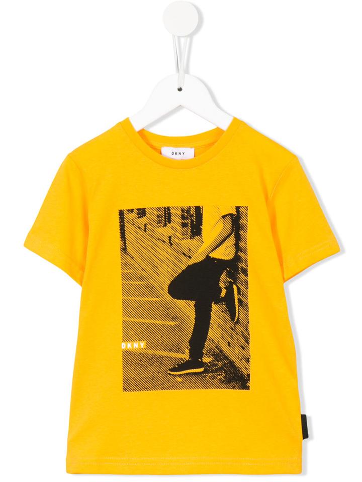 Dkny Kids - Printed T-shirt - Kids - Cotton - 10 Yrs, Yellow/orange