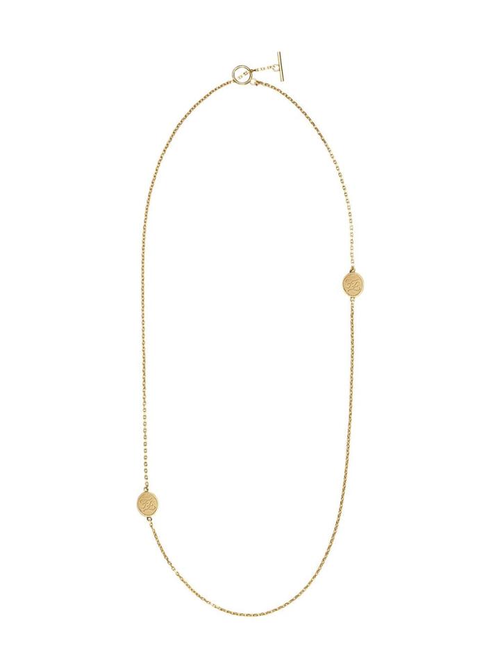Fendi Karligraphy Engraved Charm Necklace - F152d-burattato Gold