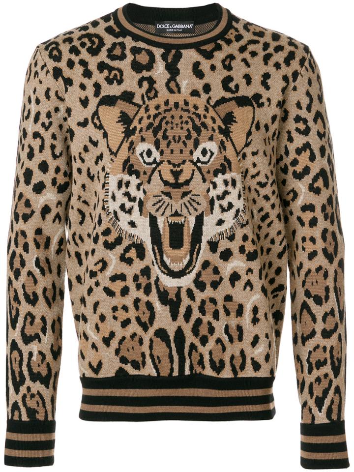 Dolce & Gabbana Leopard Jacquard Sweatshirt - Nude & Neutrals