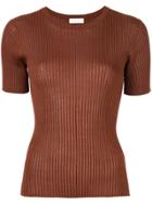 Ballsey Ribbed Knit T-shirt - Brown