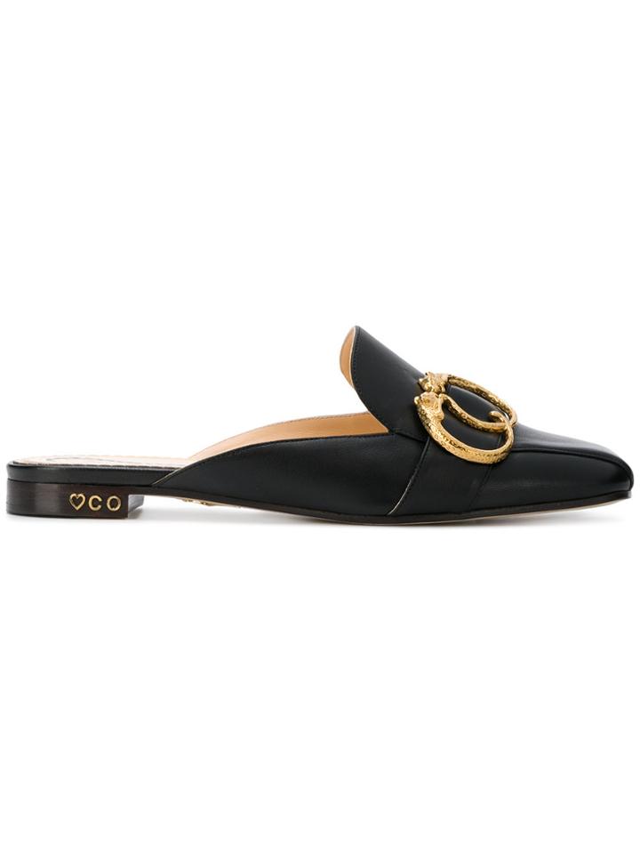 Charlotte Olympia Buckle Detail Mules - Black