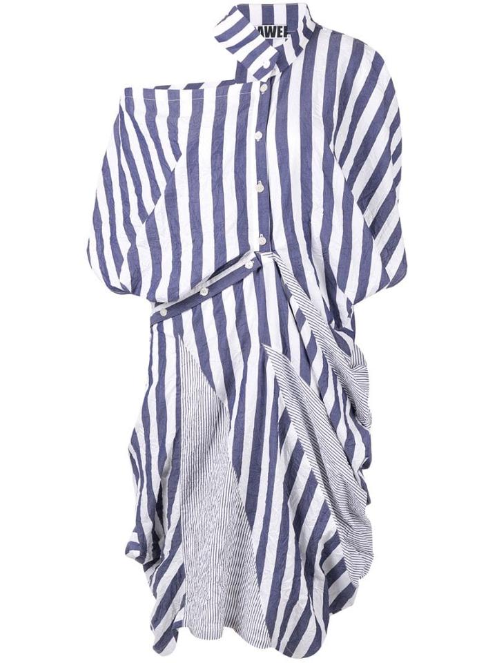 Dawei Striped Patchwork Dress - Blue