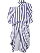 Dawei Striped Patchwork Dress - Blue