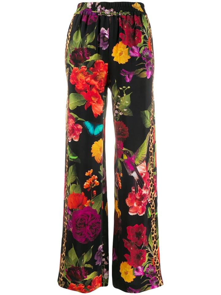 Alice+olivia Benny Floral Wide Leg Trousers - Black