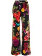 Alice+olivia Benny Floral Wide Leg Trousers - Black