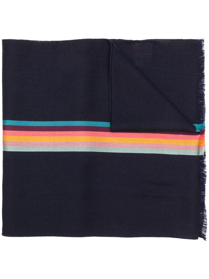 Paul Smith Artist Stripe Band Herringbone Scarf - Blue
