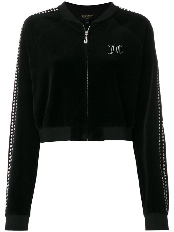 Juicy Couture Swarovski Embellished Cropped Bomber Jacket - Black