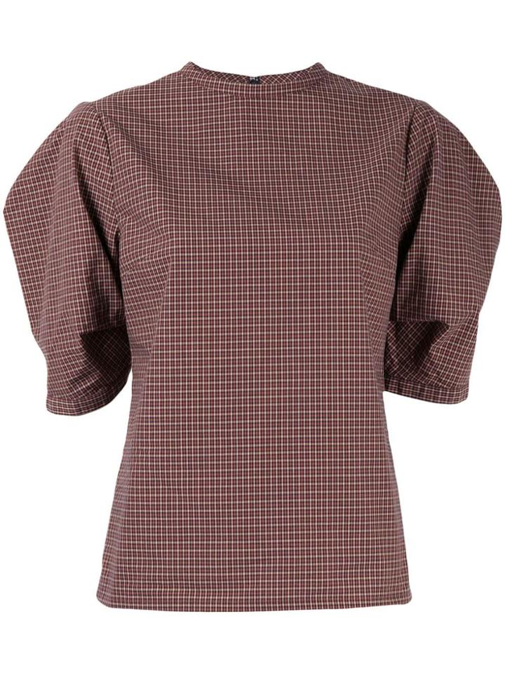Le Ciel Bleu Checked Short-sleeve Top - Brown