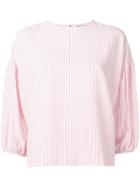 Ymc Striped Puff-sleeve Blouse - Pink