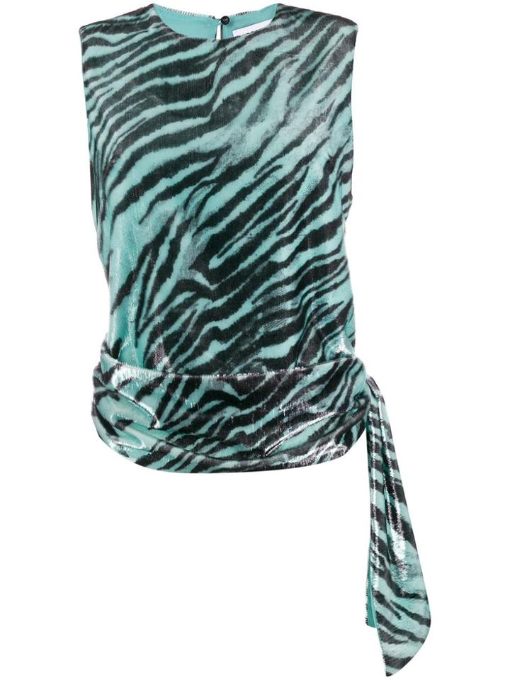 Brognano Tie Fastened Tiger Print Blouse - Blue
