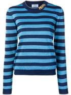 Prada Striped Logo Knit Sweater - Blue